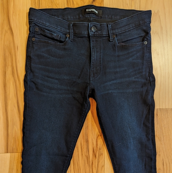 Express Mid Rise Dark Wash Supersoft Womens Skinny Jean Leggings Size 10R - Picture 4 of 13